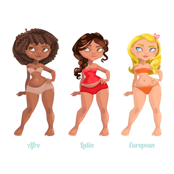 vector illustration young girls