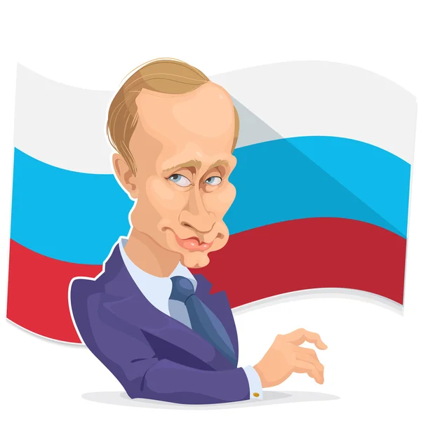 Gambar vektor dari potret kartun Presiden Vladimir - Stok Vektor