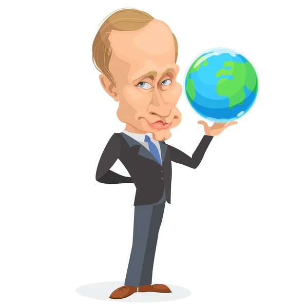 Vector illustration of a cartoon portrait of President Vladimir — Stock Vector