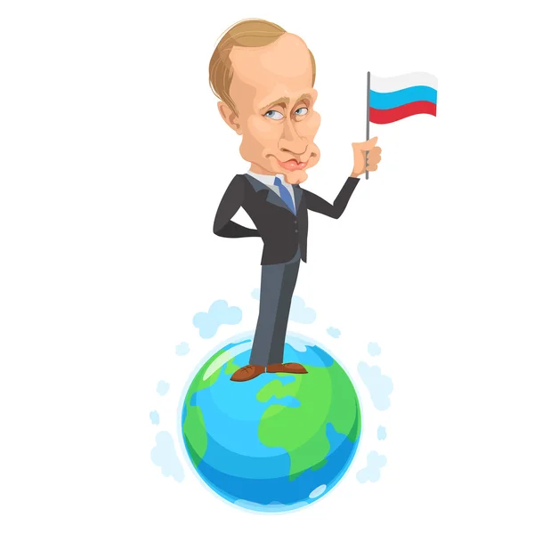 Vector illustration of a cartoon portrait of President Vladimir — Stock Vector