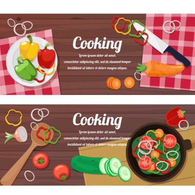 Yemek ve yemekler, çatal bıçak takımı ve baharat için malzemeler.