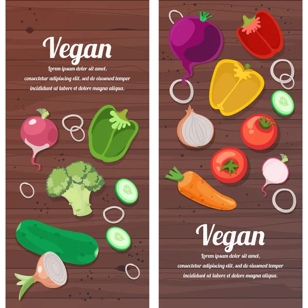 Zutaten für vegetarische Gerichte und Gläser, Besteck und Spirituosen — Stockvektor