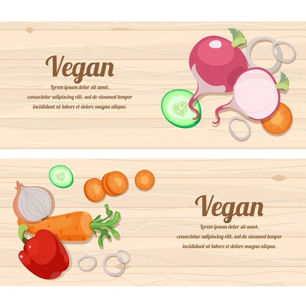 Ингредиенты для вегетарианских блюд и посуда, столовые приборы и шпильки — стоковый вектор