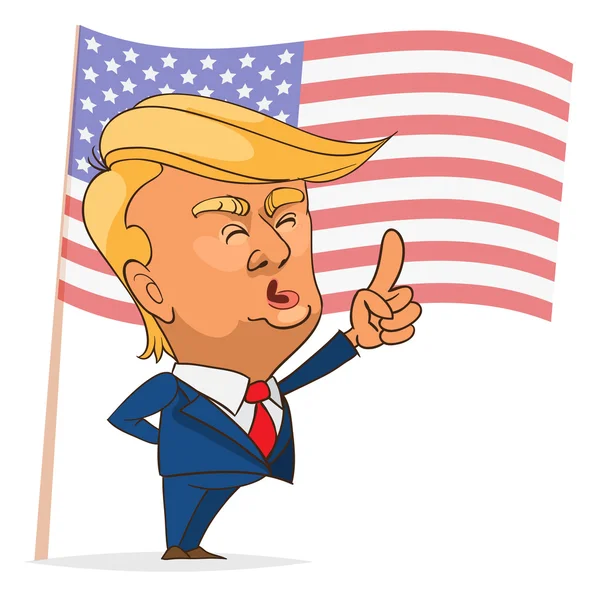 Juli. 05, 2016. Teken portret van Donald Trump geven een spee — Stockvector