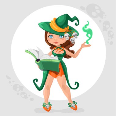 kitap ile Halloween cadı kız