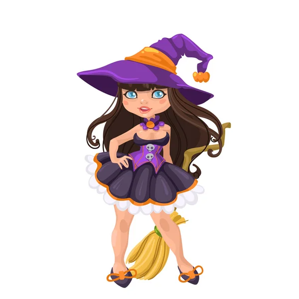 Halloween witch girl — Stock Vector