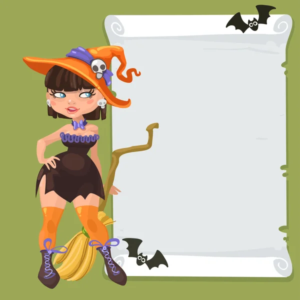 Halloween czarownica dziewczyna z forum — Wektor stockowy