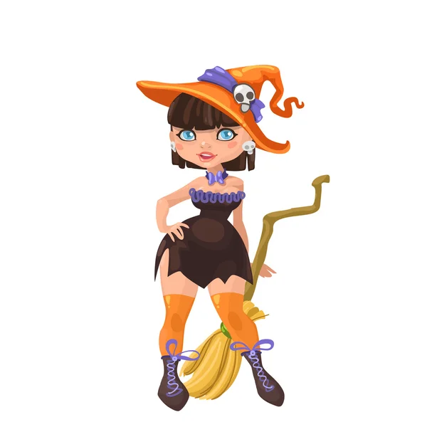 Halloween witch girl — Stock Vector