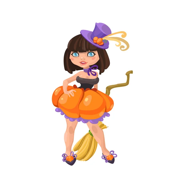 Halloween cadı kız — Stok Vektör