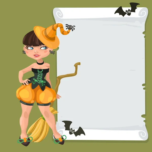 Halloween czarownica dziewczyna z forum — Wektor stockowy
