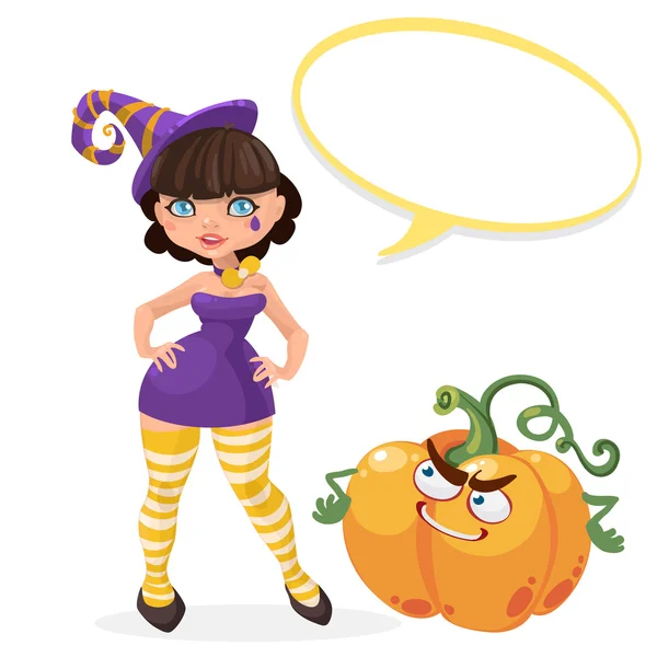 Halloween witch girl — Stock Vector