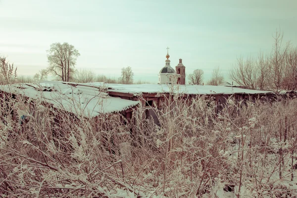 冬天俄罗斯省级风景。选择性的焦点。定了调子 — 图库照片