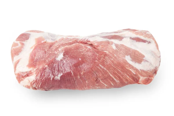 Frisches rohes Schweinefleisch isoliert mit Schatten auf weißem Hintergrund — Stockfoto