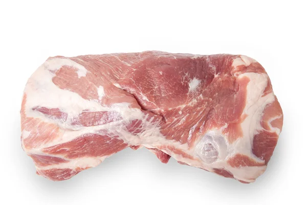 Carne fresca de porco crua isolada com sombra sobre fundo branco — Fotografia de Stock