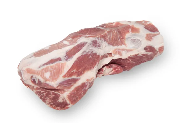 Carne fresca de cerdo cruda aislada con sombra sobre fondo blanco — Foto de Stock