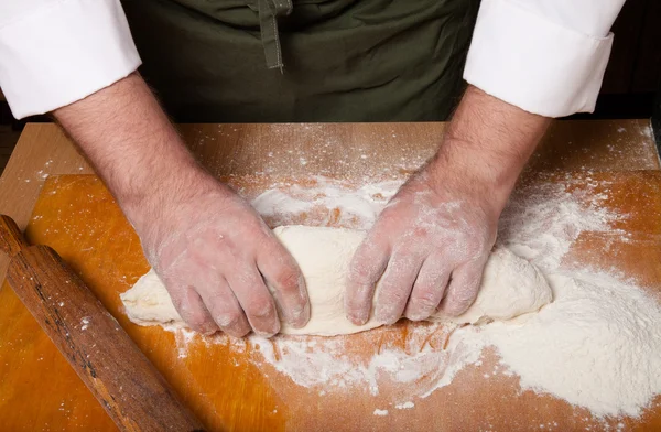 The process of making home bread by male hands — Stock Photo, Image