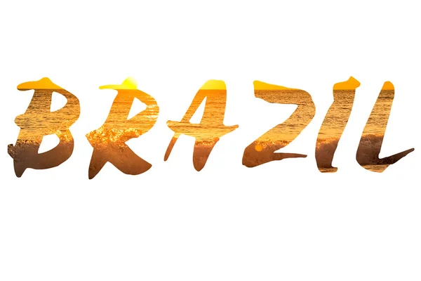 Cuvânt BRAZIL peste peisaj maritim — Fotografie, imagine de stoc