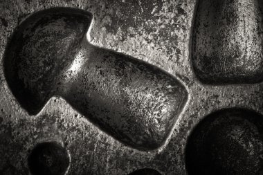 Arka plan için eski kirli metal fırın formunun yüzey. Tonda