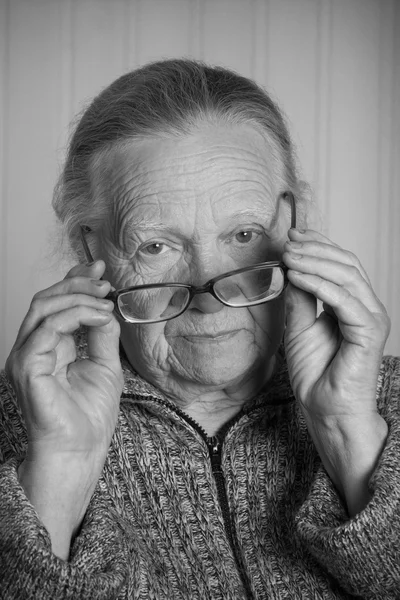 Portrait of an elderly woman. Toned — Stock Photo, Image