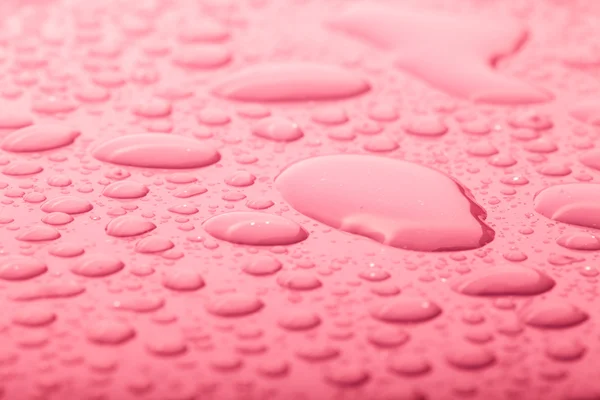 Wassertropfen auf einem farbigen Hintergrund. rot. Flache Wassertiefe — Stockfoto