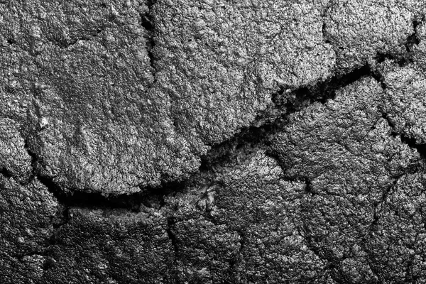 Top of fresh chocolate cake with cracks. Toned — Stock Photo, Image