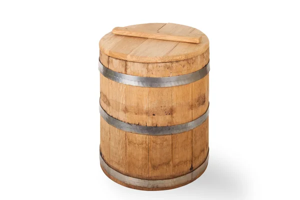 Wooden light barrel isolated on a white background — Stock Photo, Image