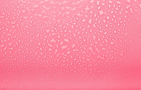 Gotas Agua Sobre Fondo Color Enfoque Selectivo Rosa — Foto de Stock