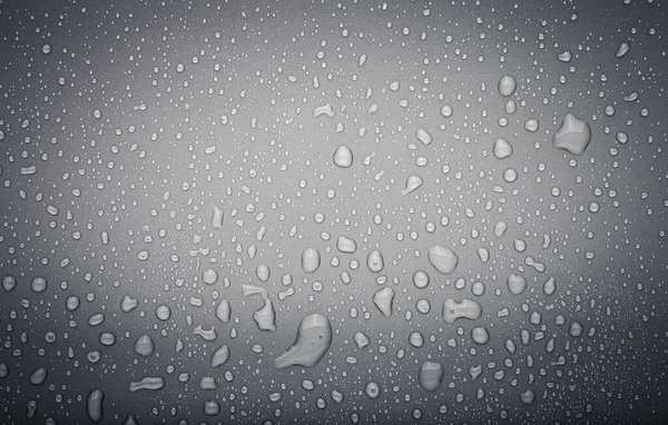 Wassertropfen Auf Einem Farbigen Hintergrund Grau Getönt — Stockfoto
