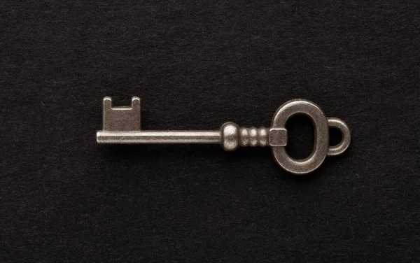 Decorative Metal Key Empty Black Background — Stock Photo, Image