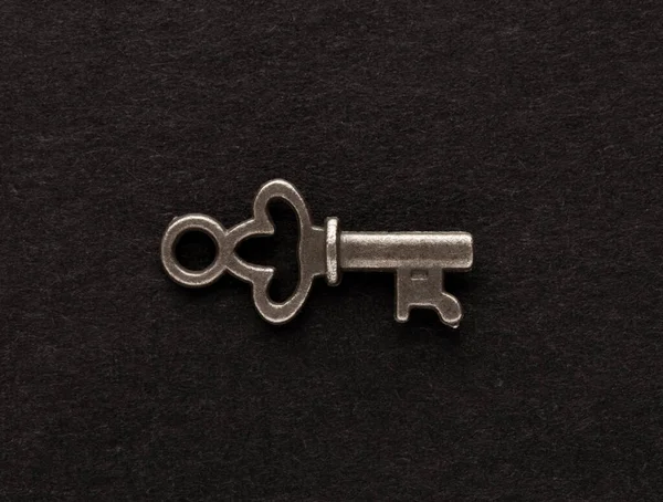 Decorative Metal Key Empty Black Background — Stock Photo, Image