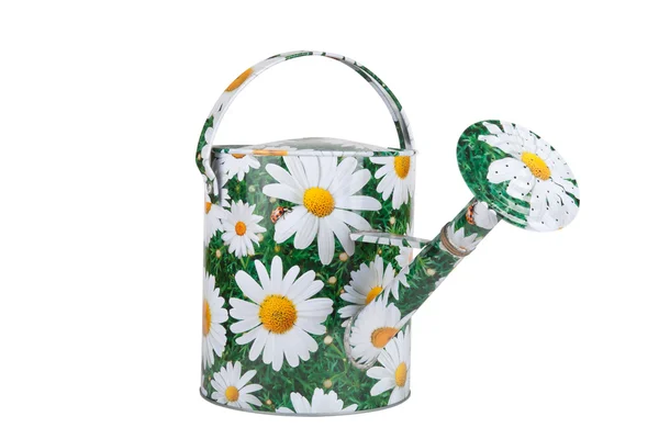 Cheerful painted watering can isolated on white background — Stock Photo, Image