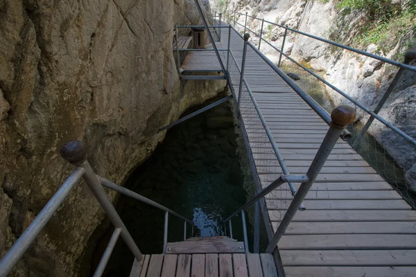 Steg über den Fluss in der Schlucht — Stockfoto