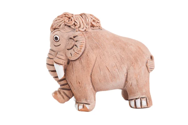 Keramický slon socha izolované na bílém pozadí — Stock fotografie