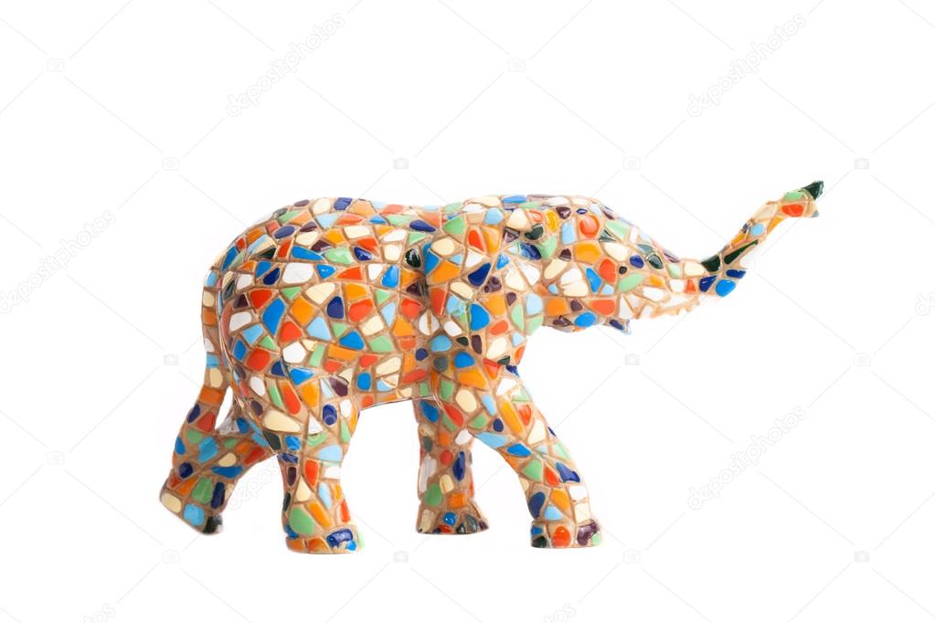 ceramic elephant sculpture isolated on white background
