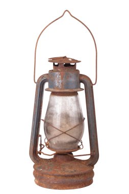Beyaz arka plan üzerinde izole eski kirli gaz lambası 