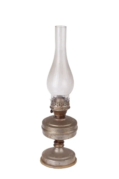 白い背景で隔離古い汚れた灯油ランプ — ストック写真