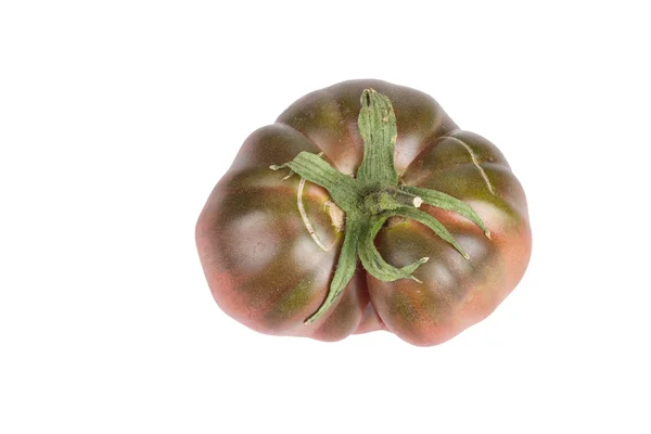 トマトの緑と赤の白い背景で隔離の亀裂 — ストック写真