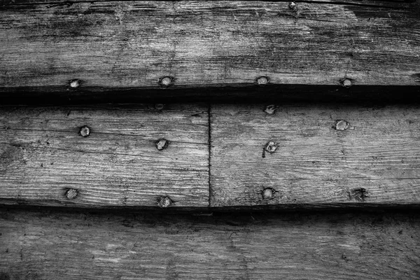 Planks old boat in black and white version — Stock Photo, Image