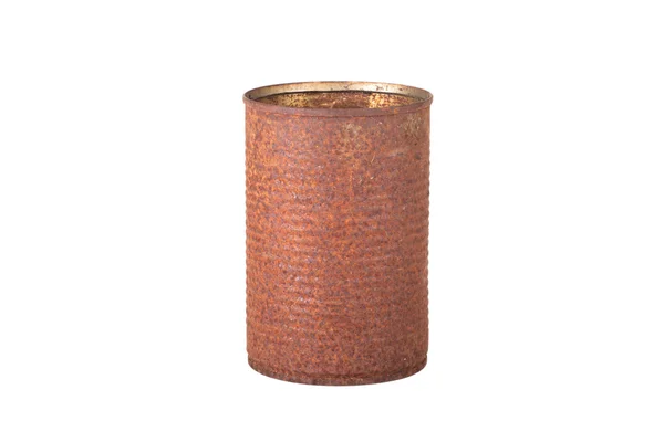 Old rusty tin can, isolated on white background — Stock Photo, Image