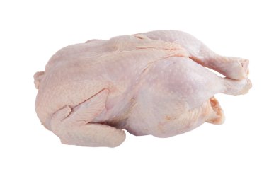 Beyaz arka plan üzerinde izole dondurulmuş tavuk