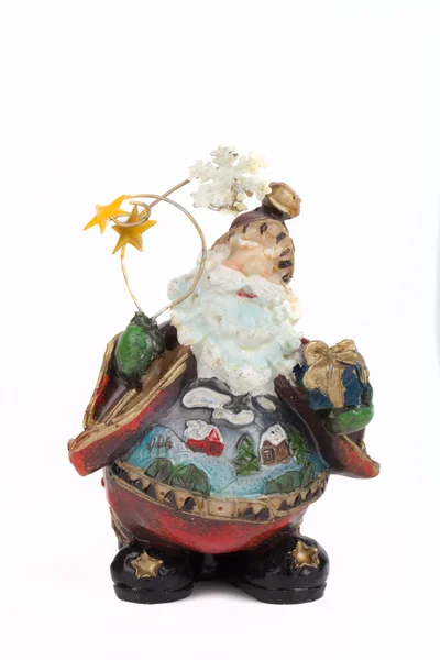 Statuetta in ceramica di Babbo Natale guardando il cielo isolato su w — Foto Stock