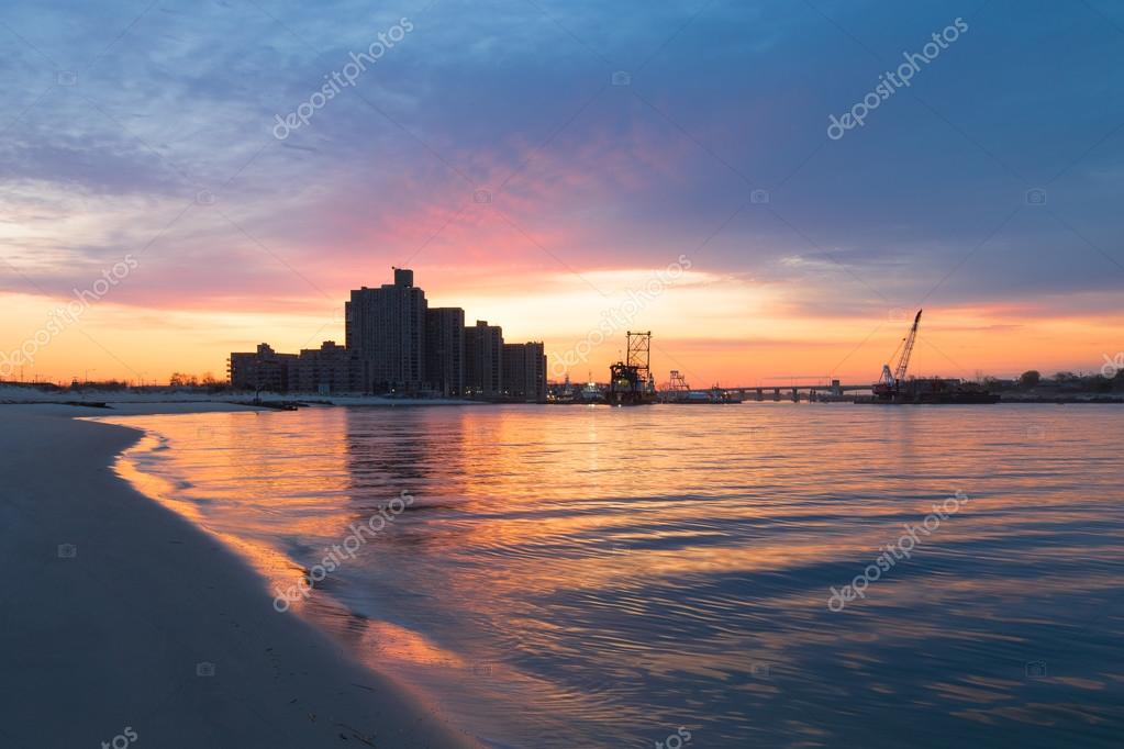 Dawn on the Coast. Far Rockaway. Long Island. New York. Stock Photo by