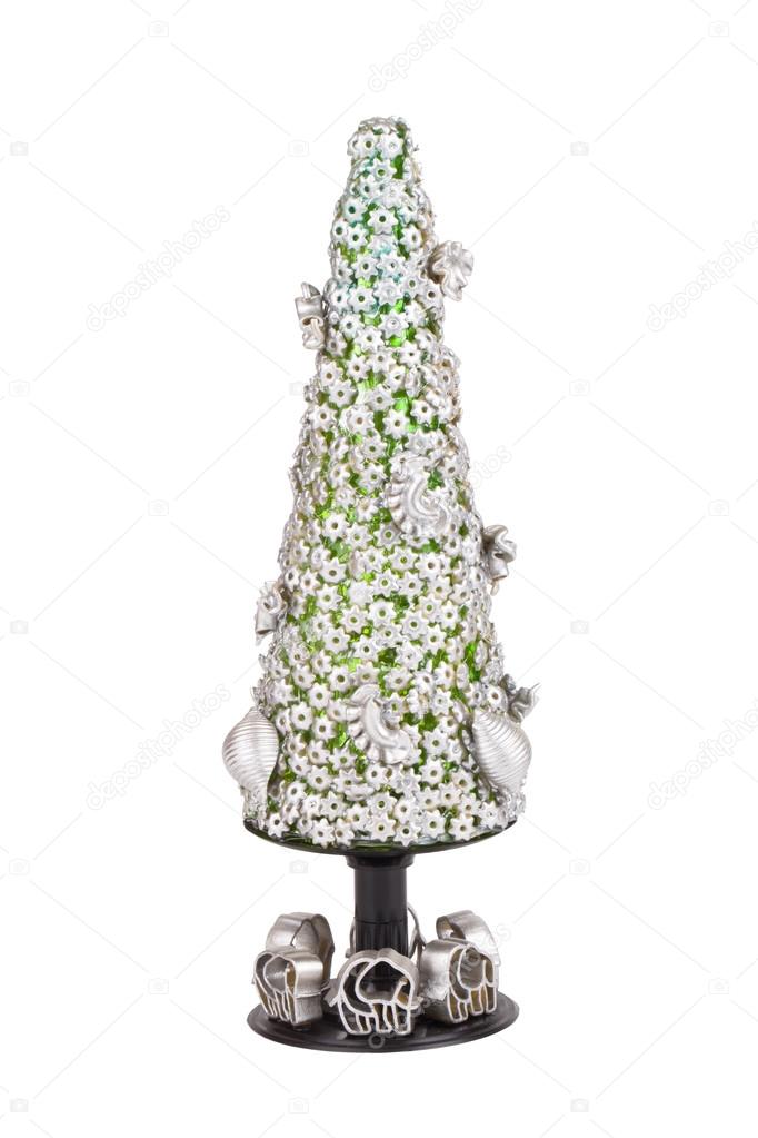 Christmas tree from different pasta isolated on white background
