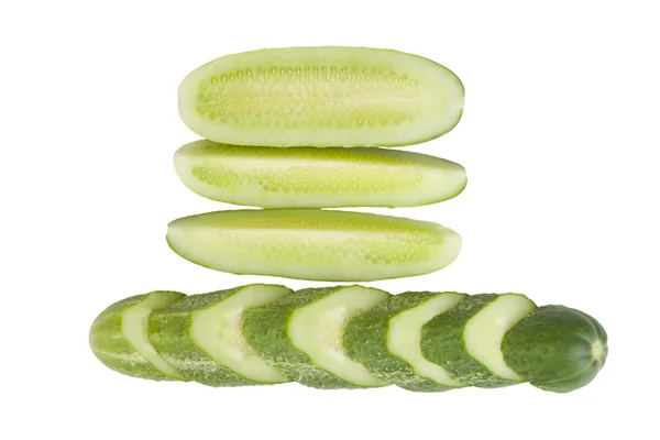 Chopped cucumber isolated on white background — Stock Photo, Image