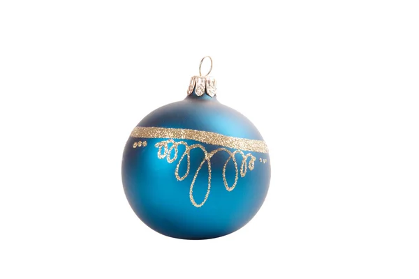 Stary Boże Narodzenie niebieski ozdoba piłka na białym tle — Zdjęcie stockowe