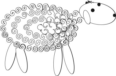 Beyaz arka planda siyah koyun özetliyor