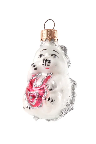 오래 된 고슴도치 흰색 절연 크리스마스 장식 볼 — 스톡 사진