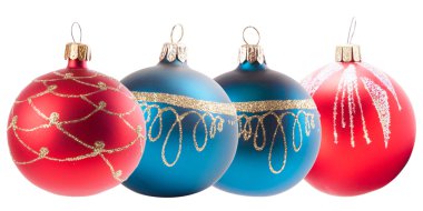 dört christmas dekorasyon top beyaz izole