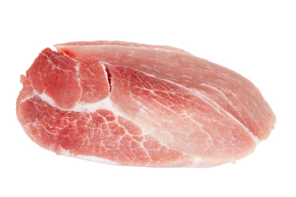 Свіжий заморожений шматочок м'яса ізольований на білому тлі — стокове фото