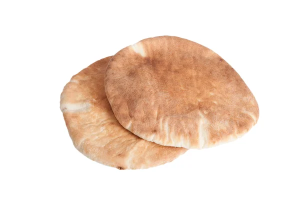 Zwei Pitas Brot isolierten auf weißen Hintergrund — Stockfoto